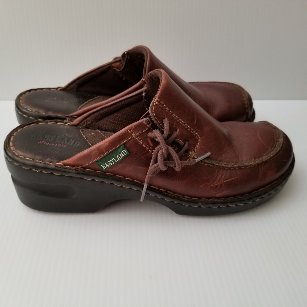 Brown Leather Eastland Clogs #3831